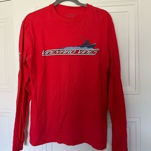 Vineyard Vines Men's Bold Red Long Sleeve Tee